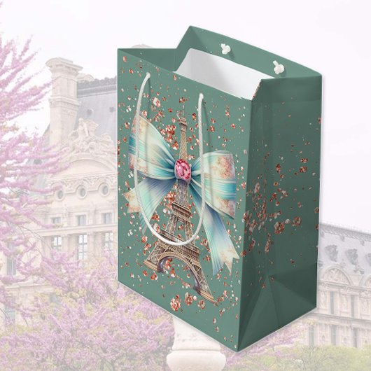 Eiffeltoren met strik medium cadeauzakje