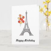 Eiffeltoren met veel ballonnen Verjaardag Kaart (Gele Bloem)