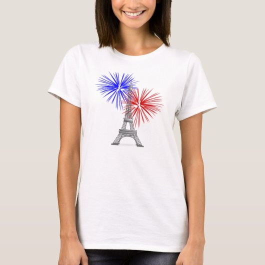 Eiffeltoren met vuurwerk t-shirt (Voorkant)