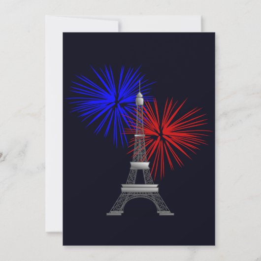 Eiffeltoren met vuurwerkuitnodiging kaart (Achterkant)