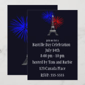 Eiffeltoren met vuurwerkuitnodiging kaart (Voorkant / Achterkant)