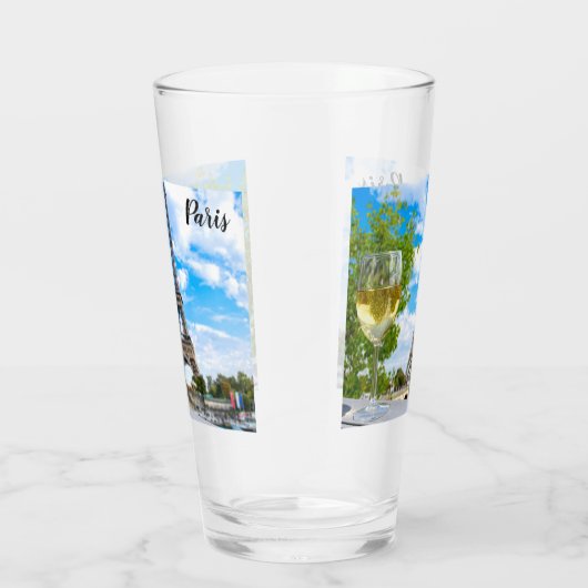 Eiffeltoren met witte wijn glas (Rechts)