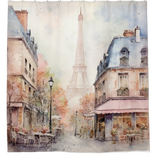 Eiffeltoren mistige herfstdag Parijs Douchegordijn (Voorkant)