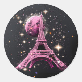 Eiffeltoren Nacht Maan Ronde Sticker