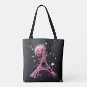 Eiffeltoren Nacht Maan Tote Bag (Achterkant)