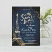 Eiffeltoren Navy Goud Blauw Sweet 16 Kaart (Staand voorkant)