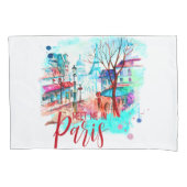 Eiffeltoren Ontmoet me in Paris Waterverf Splatter Kussensloop (Voorkant)