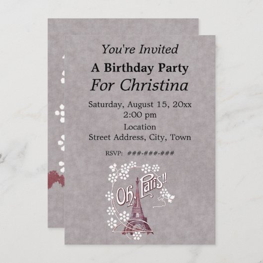 Eiffeltoren op Parijs Frankrijk Verjaardag Witte B Kaart (Voorkant / Achterkant)