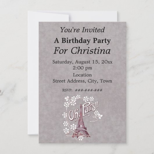 Eiffeltoren op Parijs Frankrijk Verjaardag Witte B Kaart (Voorkant)
