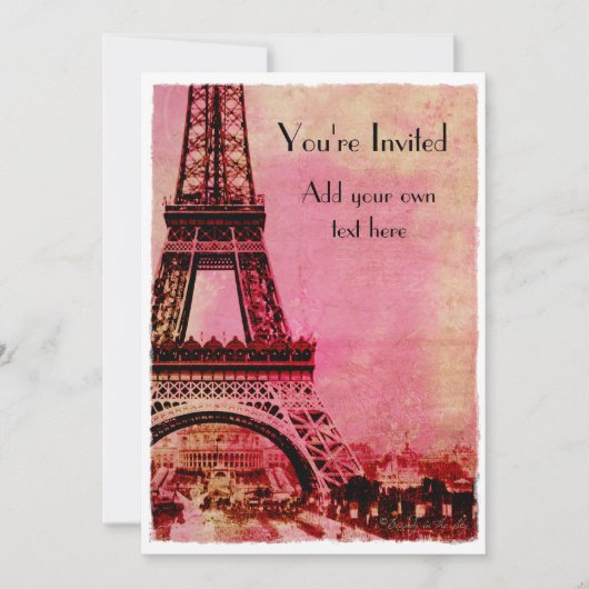 Eiffeltoren op zonsonderste stijl kaart (Voorkant)