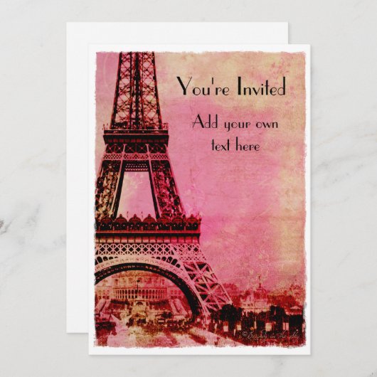 Eiffeltoren op zonsonderste stijl kaart (Voorkant / Achterkant)