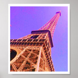 Eiffeltoren Paars en Oranje Poster