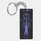 Eiffeltoren Paarse Floral Swirls Sleutelhanger (Voorkant Links)