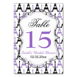 Eiffeltoren Paarse gepersonaliseerde tafelnummers