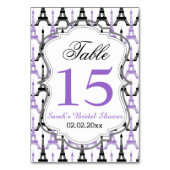 Eiffeltoren Paarse gepersonaliseerde tafelnummers (Achterkant)