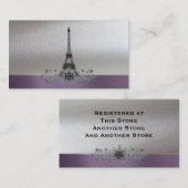 Eiffeltoren Paarse Silver Cards Informatiekaartje (Voorkant / Achterkant)