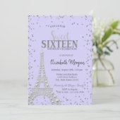 Eiffeltoren Parels,Diamanten Frame Lavendel Kaart (Staand voorkant)