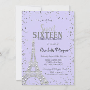 Eiffeltoren Parels,Diamanten Frame Lavendel Kaart