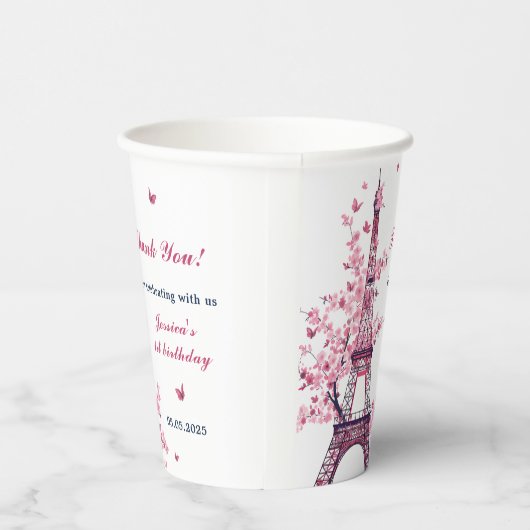 Eiffeltoren Parijs 1e verjaardag papieren bekers (Rechts)