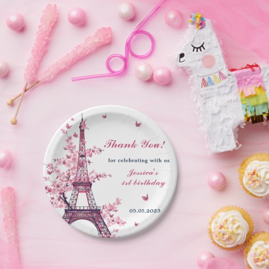 Eiffeltoren Parijs 1e verjaardag Papieren Bordje (Feest)