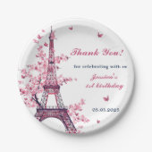 Eiffeltoren Parijs 1e verjaardag Papieren Bordje (Voorkant)