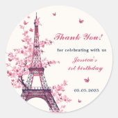 Eiffeltoren Parijs 1e verjaardag Ronde Sticker (Voorkant)