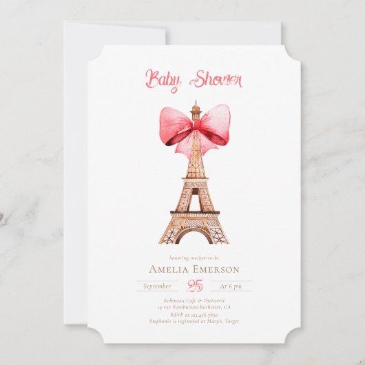Eiffeltoren Parijs Baby shower Invitation Kaart (Voorkant)
