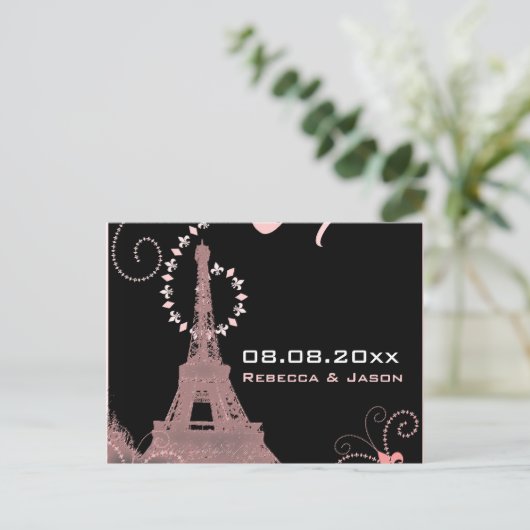eiffeltoren  parijs , behalve de datum aankondigingskaart (Staand voorkant)