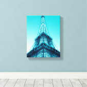 Eiffeltoren Parijs Blauw Verpakt Canvas 8x10 Afdruk (Insitu (Houten vloer))