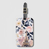 Eiffeltoren Parijs Bloemen Bagagelabel (Voorkant (verticaal))