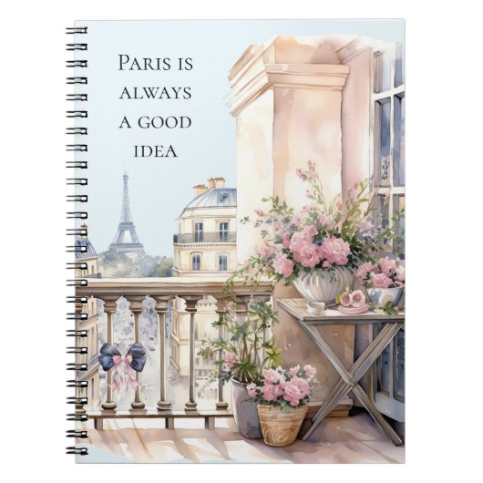 Eiffeltoren Parijs Bloemen Notitieboek (Voorkant)