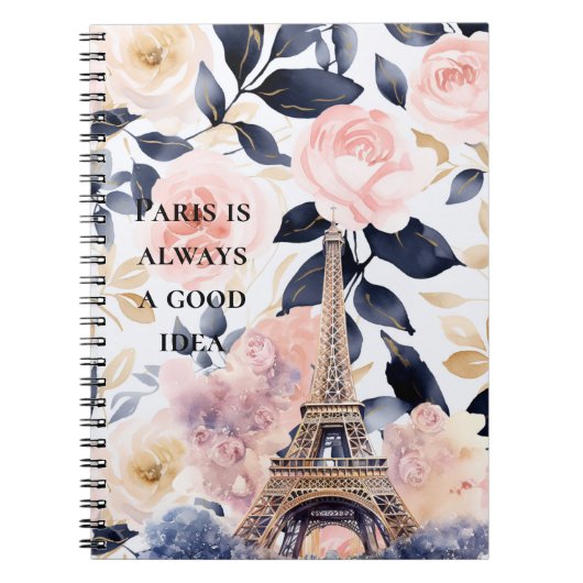 Eiffeltoren Parijs Bloemen Notitieboek (Voorkant)