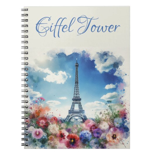 Eiffeltoren Parijs bloemenmonogram | Notitieboek (Voorkant)