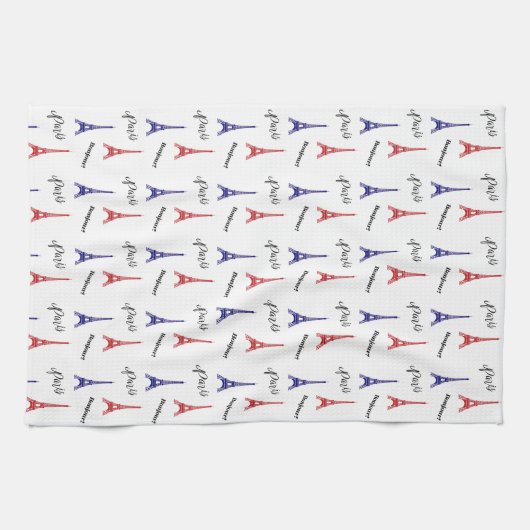 Eiffeltoren Parijs Bonjour keukenhanddoek (Horizontaal)