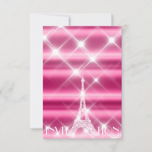 Eiffeltoren Parijs Bruids Sweet 16th  Diamant Roze Kaart (Voorkant)