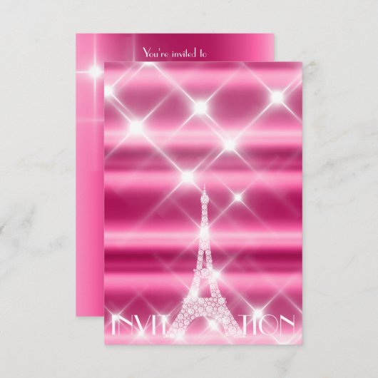 Eiffeltoren Parijs Bruids Sweet 16th  Diamant Roze Kaart (Voorkant / Achterkant)