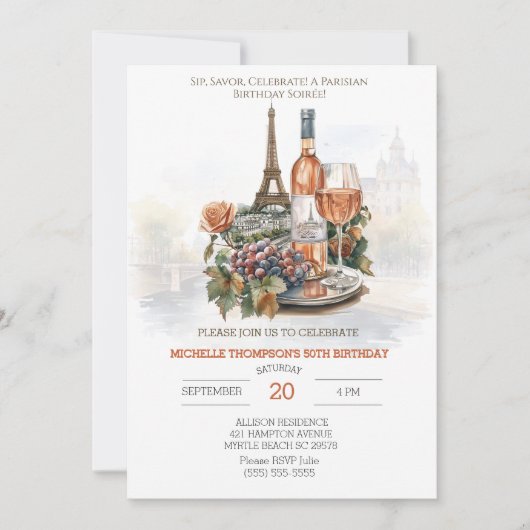 Eiffeltoren Parijs Cocktail 50e verjaardag Kaart (Voorkant)