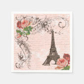 Eiffeltoren Parijs en Rozen Party Napkins Servetten (Voorkant)