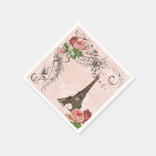 Eiffeltoren Parijs en Rozen Party Napkins Servetten (Hoek)