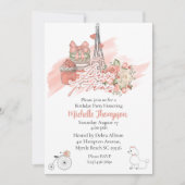 Eiffeltoren Parijs Floral Birthday Party Kaart (Voorkant)