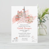 Eiffeltoren Parijs Floral Birthday Party Kaart (Staand voorkant)