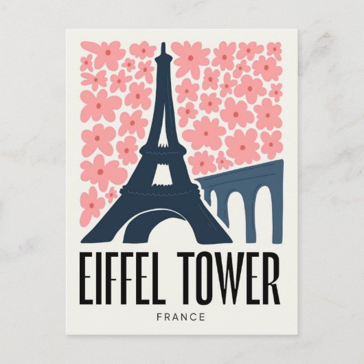 Eiffeltoren Parijs Frankrijk abstracte reizen bloe Briefkaart (Voorkant)