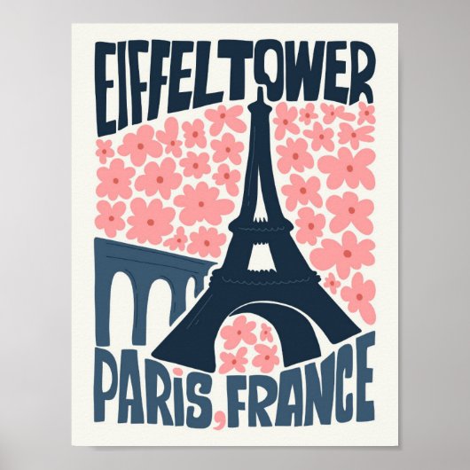 Eiffeltoren Parijs Frankrijk abstracte reizen bloe Poster (Voorkant)