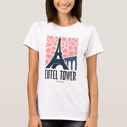 Eiffeltoren Parijs Frankrijk abstracte reizen bloe T-shirt (Voorkant)