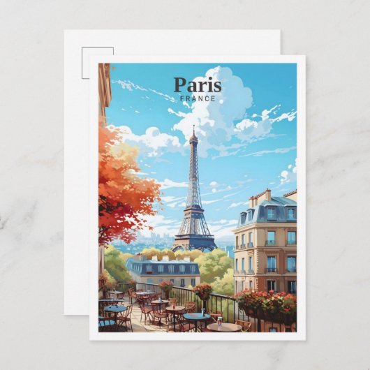 Eiffeltoren Parijs Frankrijk Art Vintage Travel Briefkaart (Voorkant / Achterkant)