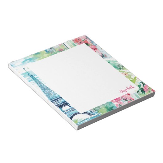 Eiffeltoren Parijs Frankrijk Bloemen Notitieblok (Schuin)
