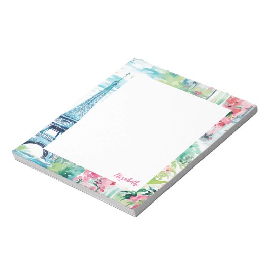 Eiffeltoren Parijs Frankrijk Bloemen Notitieblok (Linkerzijde)