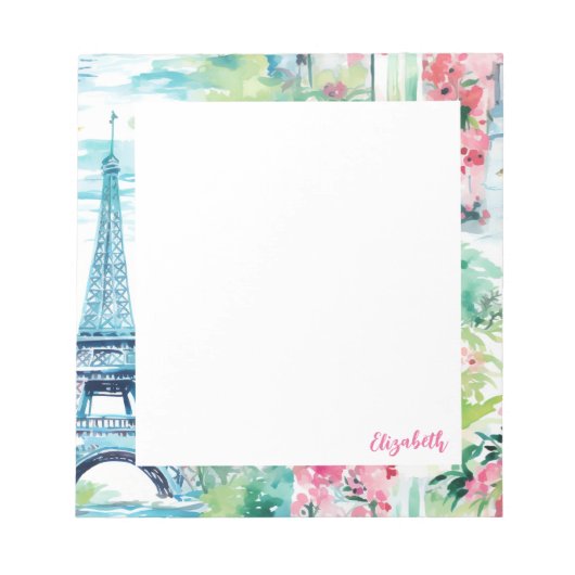 Eiffeltoren Parijs Frankrijk Bloemen Notitieblok (Voorkant)