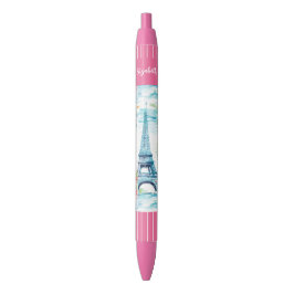 Eiffeltoren Parijs Frankrijk Bloemen Zwarte Inkt Pen