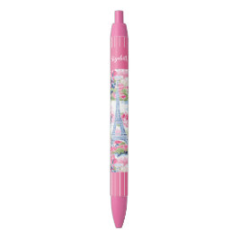 Eiffeltoren Parijs Frankrijk Bloemen Zwarte Inkt Pen